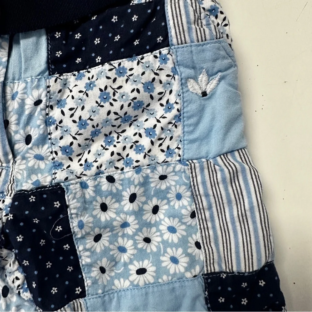 Janie & Jack Floral Patchwork Blue Shorts with belt 6-12m